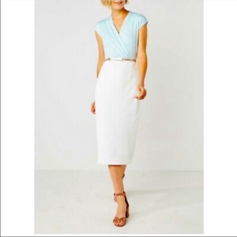 Ted Baker Alfena Blue and White Two-Tone Midi Dress - Picture 2 of 5